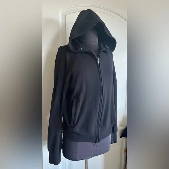 Prada Milano Black Zip-Up Hoodie – Made in Italy – Size L – Red Logo Sleeve